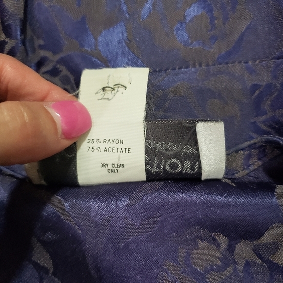 Vintage B.B. Collections purple floral wrap dress covered button mermaid hem 12 - Picture 14 of 14